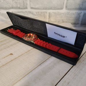 Gossip Ladies Watch GSP816C Red/Gold Silicone Band Round 39 mm Case Red